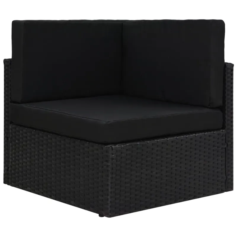 canapea de colt modulara, negru, poliratan