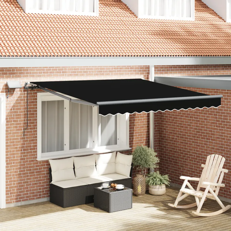 marchiza manuala retractabila cu led neagra 350x250 cm, material de inlocuire pentru marchiza 3,5x2,5 m cadru negru