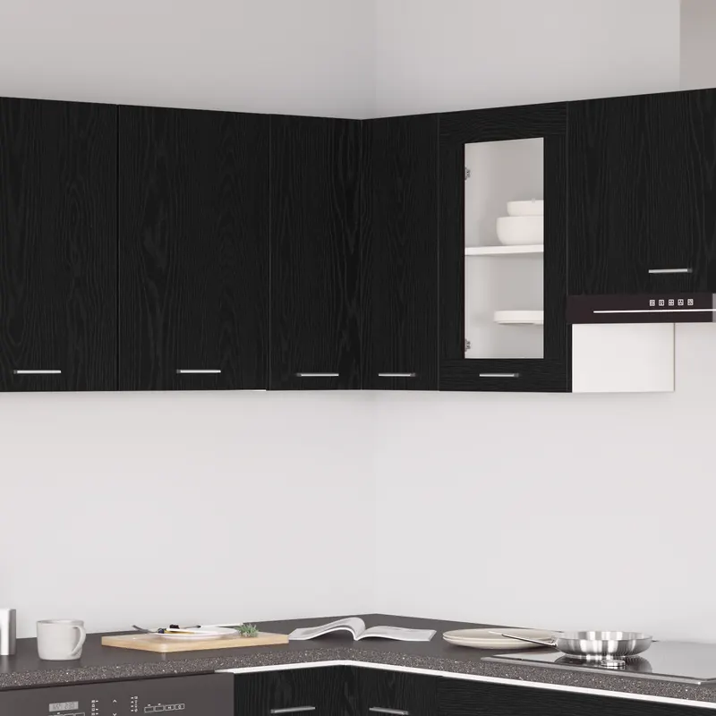 Dulap coltar suspendat - stejar negru - 57x57x60 cm - fabricat din lemn prelucrat