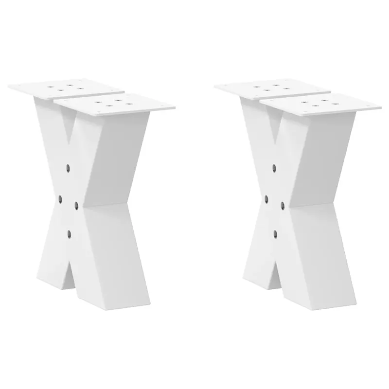 picioare masuta cafea in forma x 2 buc alb 30x(30-31) cm otel