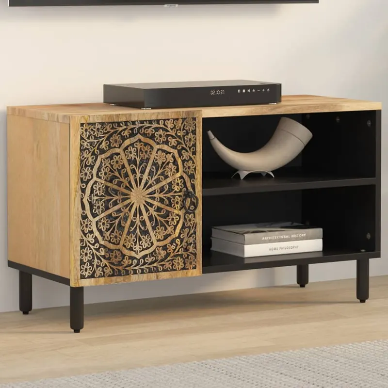 comoda tv, 80x31x46 cm, lemn masiv de mango
