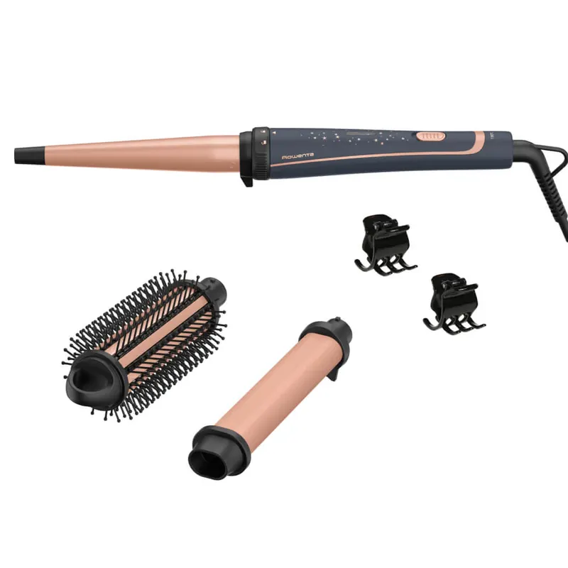 Ondulator de par Rowenta Infinite Curls Stellar CF4211F0, invelis ceramic, timp de incalzire 60 secunde, cablu rotativ 360 , varf rece, gri