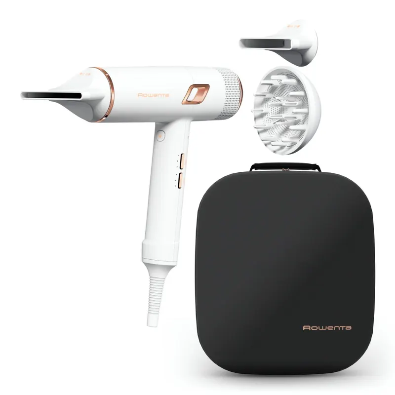 Uscator de par Rowenta Ultimate Experience Maestria CV9910F3, 2000 W, 3 trepte de viteza si temperatura, set complet de accesorii, jet de aer rece, al