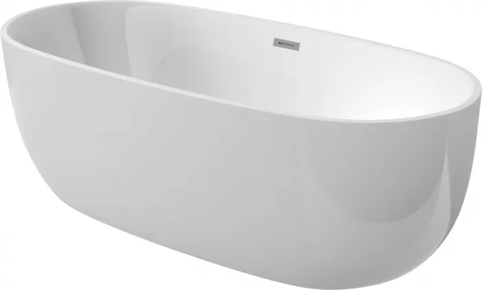 Cada baie freestanding, alba, 160x75 cm, ovala, Deante Alpinia