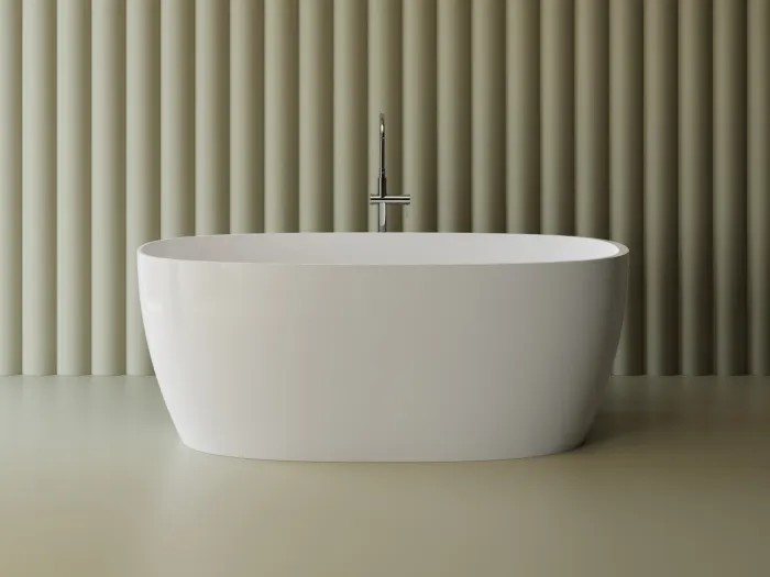 Cada freestanding ovala, compozit alb lucios, 160x70x61.5 cm Nova