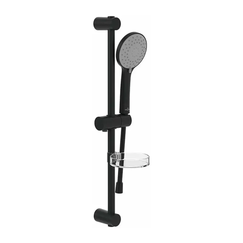 Set de dus, cu bara, portsapun, para dus si furtun, negru mat, VilleroyBoch Universal Showers