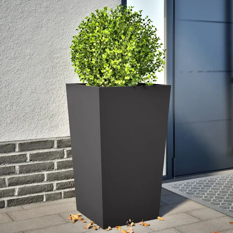 jardiniere de gradina, 2 buc., negru, 45x45x75 cm, otel