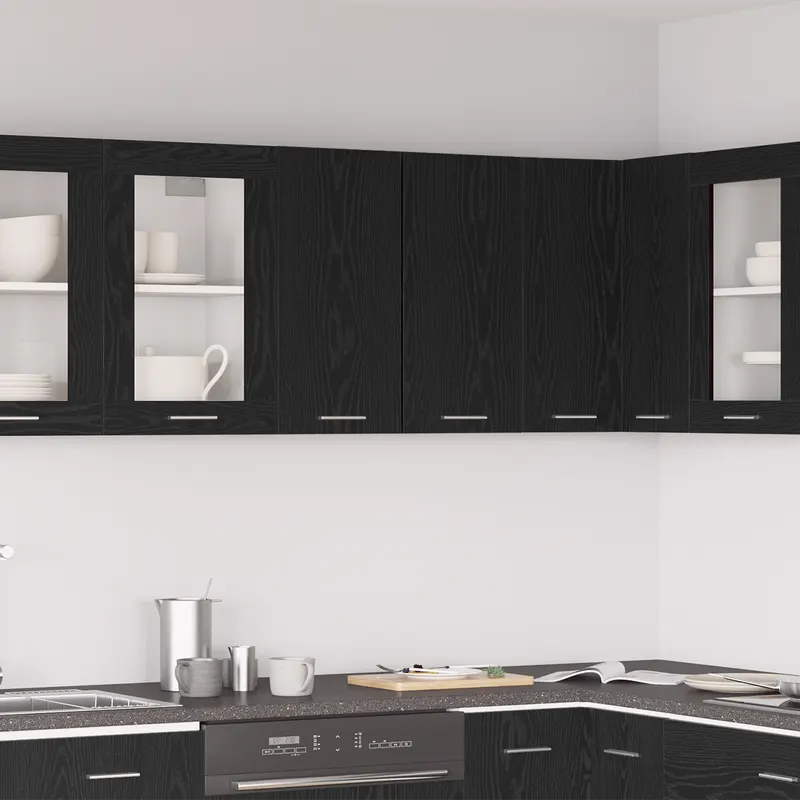Dulap suspendat negru stejar 60x31x60 cm fabricat din lemn prelucrat