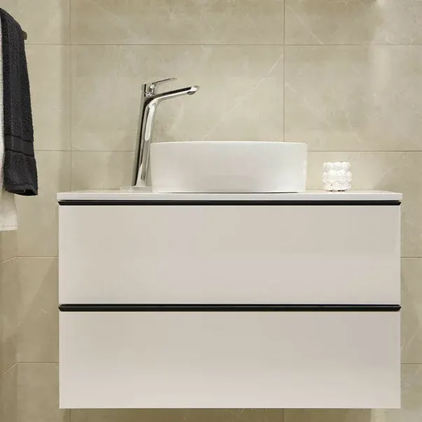 Lavoar pe blat Fluminia Havana, rotund, D40cm, fara orificiu baterie, ceramica sanitara, alb