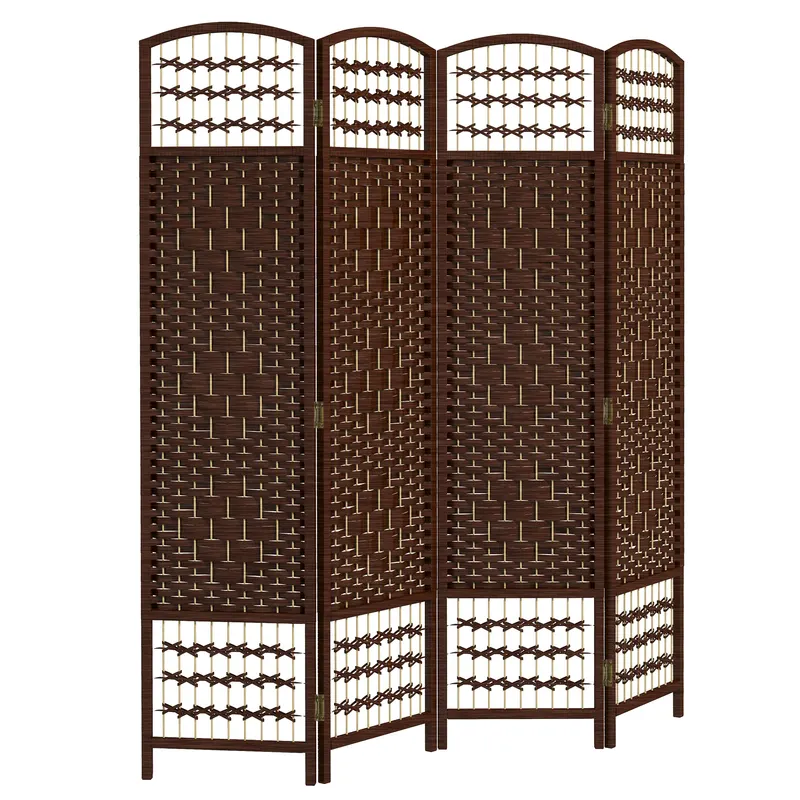 HOMCOM Paravan interior din lemn separator de cameră despărțitură pliabilă 4 panouri 160 x 170 cm maro