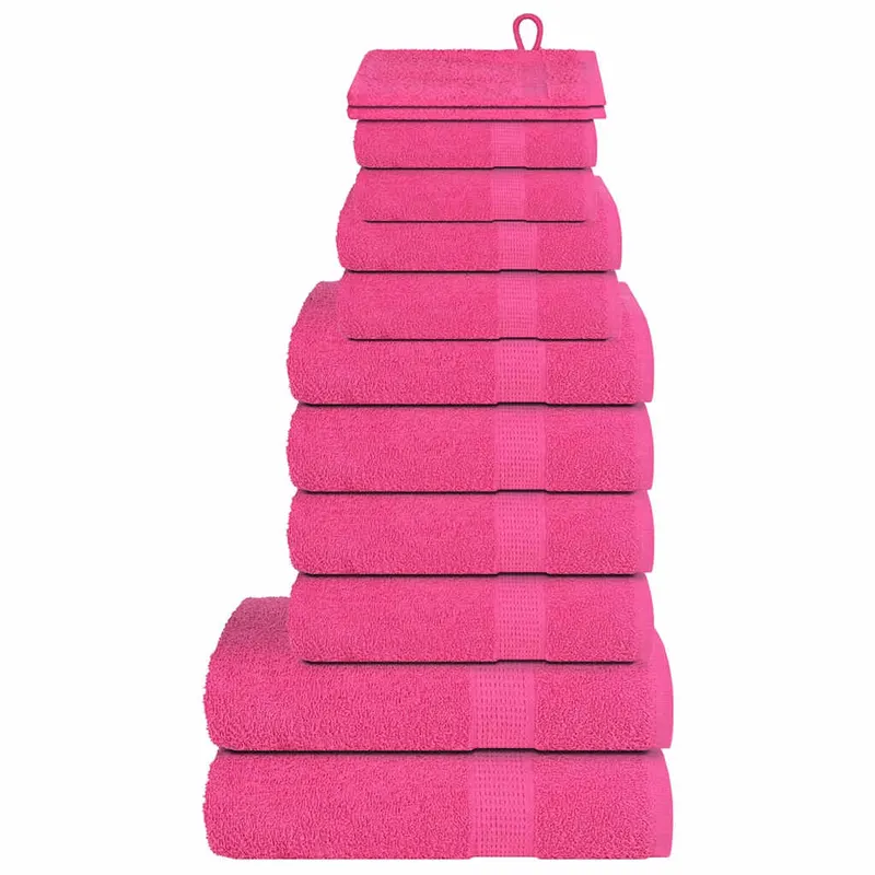 Set prosoape frogn 12 piese, roz, 360 g/m2