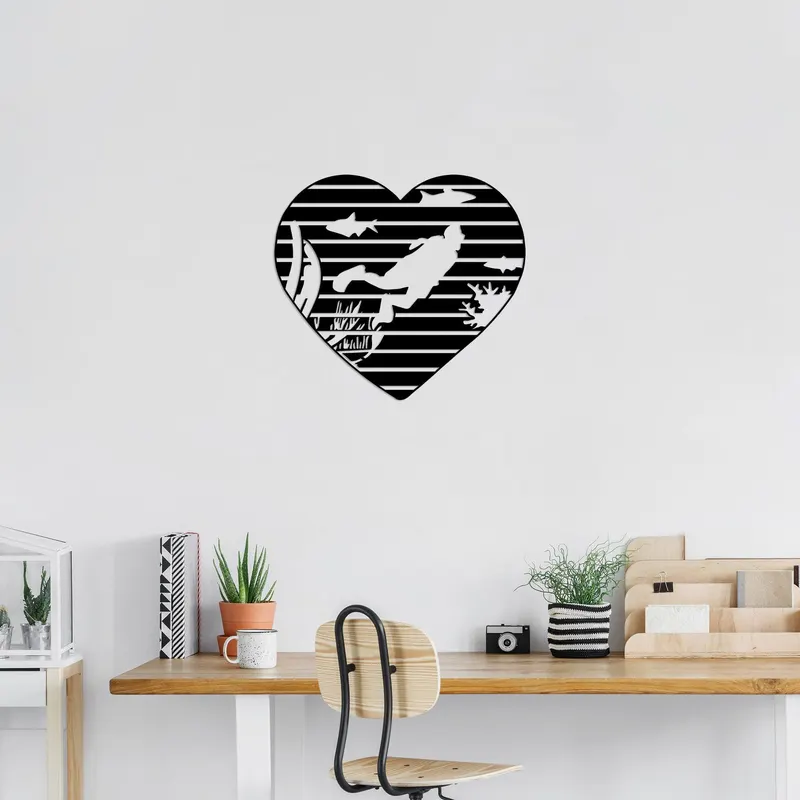 Decoratiune de perete Metal Diver - 445, Negru, 70x1x78 cm - Negru