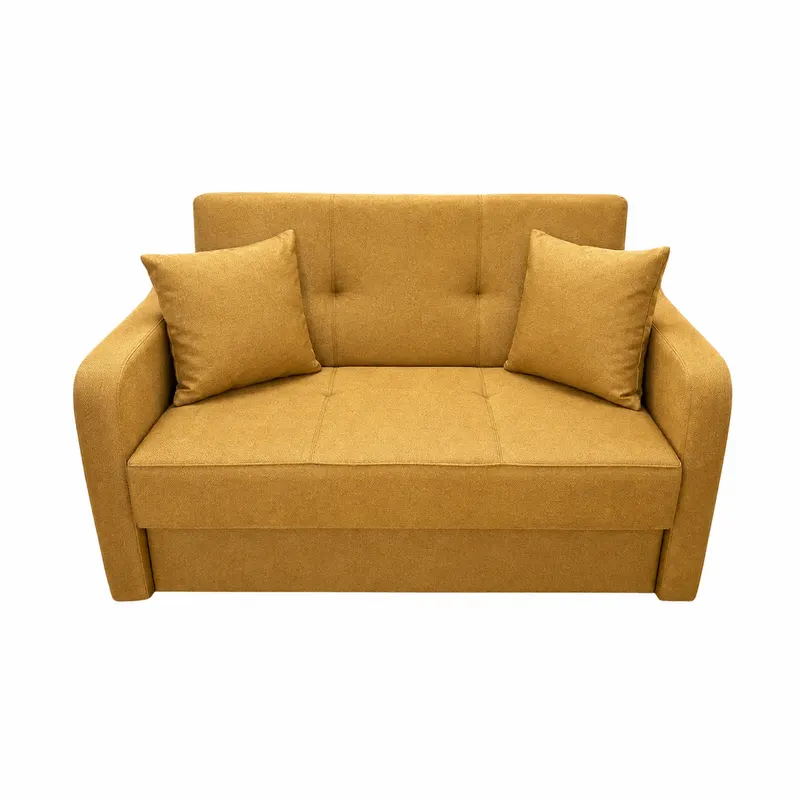 Canapea SAMY extensibila, 2 locuri, cu lada de depozitare, stofa, rosu, cadru metalic, 152x100x92 Galben Mustar, Stofa