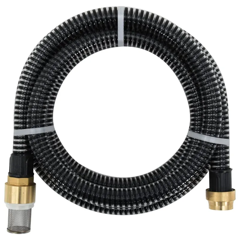 furtun de aspiratie cu racorduri din alama, negru 1,1 5 m, pvc