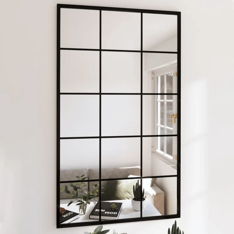 oglinzi de perete, 6 buc., negru, 100x60 cm, metal