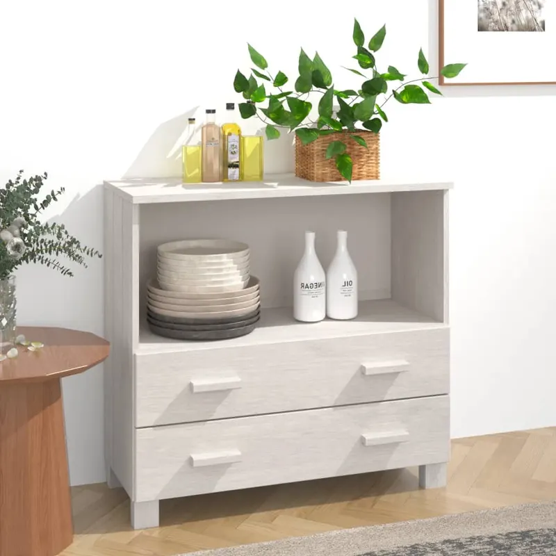 servanta „hamar”, alb, 85x35x80 cm, lemn masiv de pin