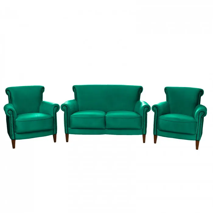 Set YORK 2-1-1, canapea fixa 2 locuri si 2 fotolii fixe, verde