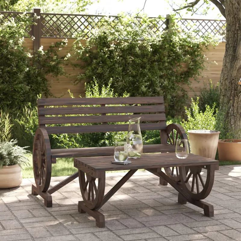 set mobilier de gradina, 2 piese, lemn masiv de brad