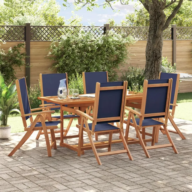set mobilier de gradina, 7 piese, lemn masiv acacia/textilena