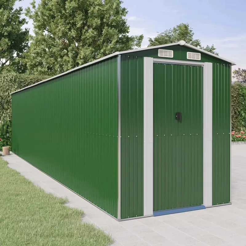 sopron de gradina, verde, 192x855x223 cm, otel zincat