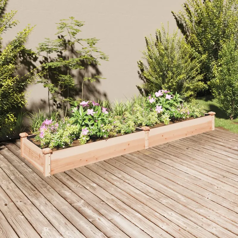 strat de gradina inaltat cu captuseala, 240x60x25 cm, lemn brad