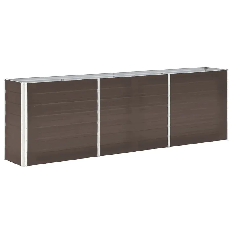 strat inaltat de gradina, maro, 240x40x77 cm, otel galvanizat