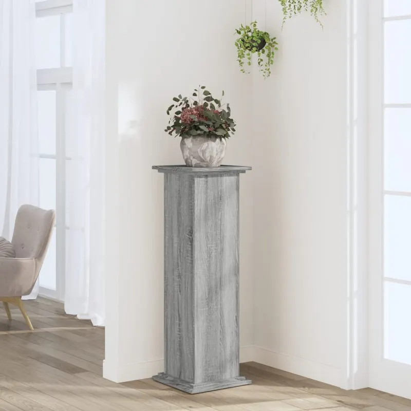 suport de plante, sonoma gri, 33x33x100 cm, lemn prelucrat