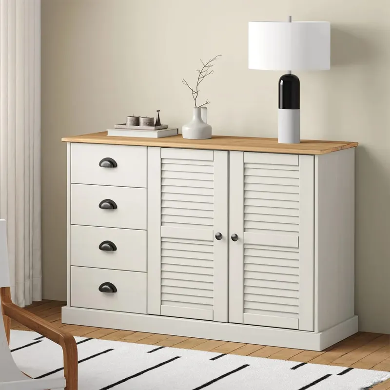 servanta cu sertare vigo, 113x40x75 cm, alb, lemn masiv de pin