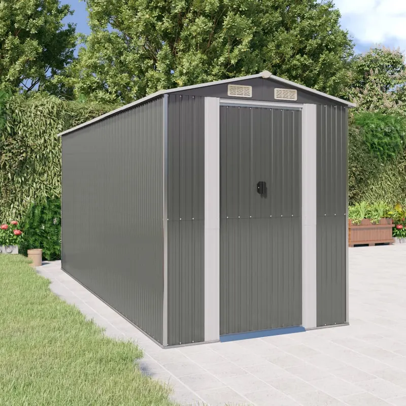sopron de gradina, gri deschis, 192x440x223 cm, otel galvanizat