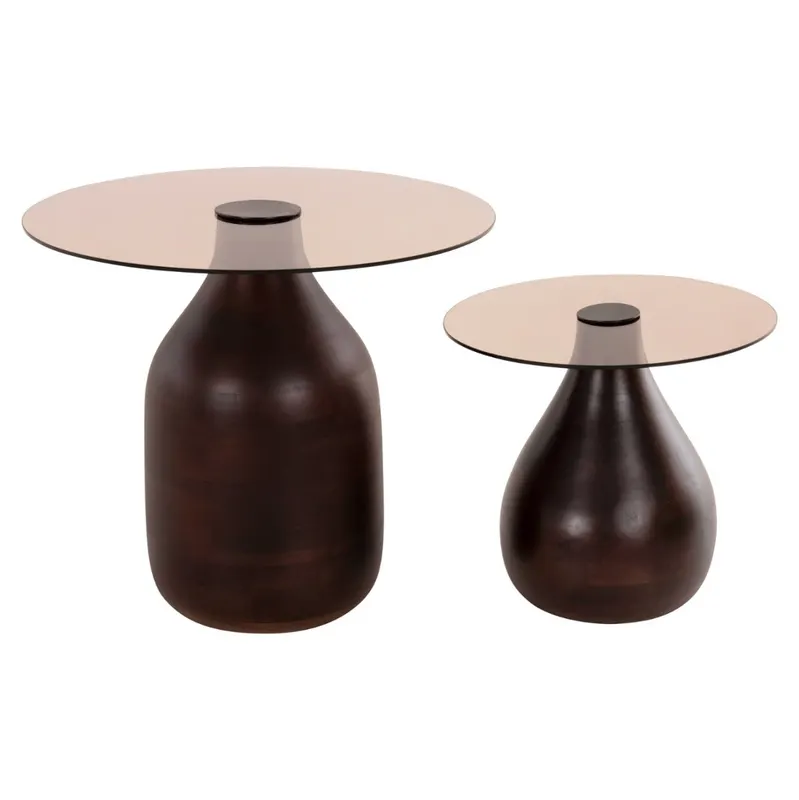 Set 2 masute de cafea BOUVET Ø40x36/55x49 CM