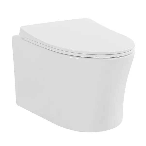 Set vas WC suspendat Fluminia Isolda, rimless, capac soft close, quick release, alb