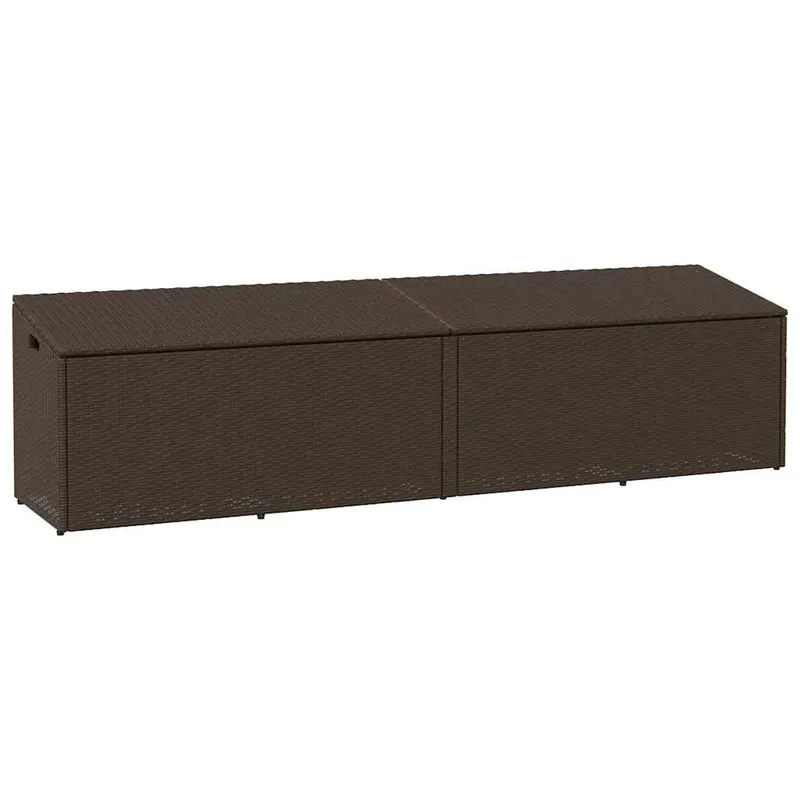 cutie de depozitare de gradina maro 220x50x58 cm poly ratan