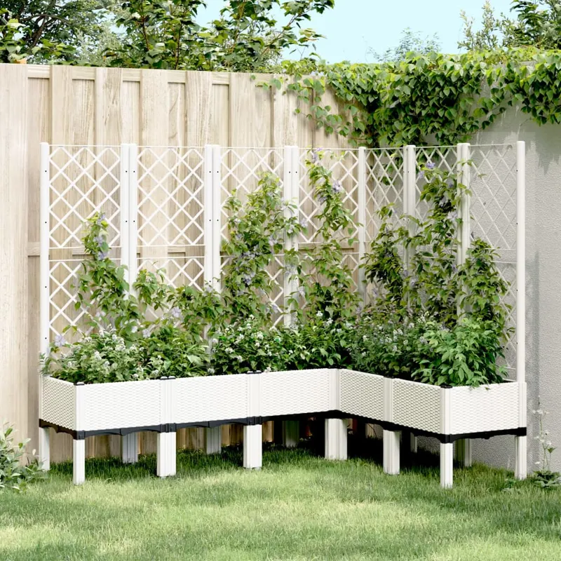 Jardiniera de gradina cu spalier, alb, 160x120x142 cm pp