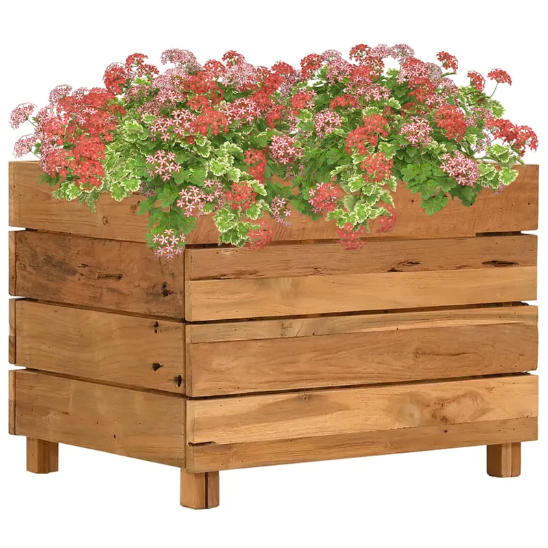 strat inaltat, 50x40x38 cm, lemn de tec reciclat si otel