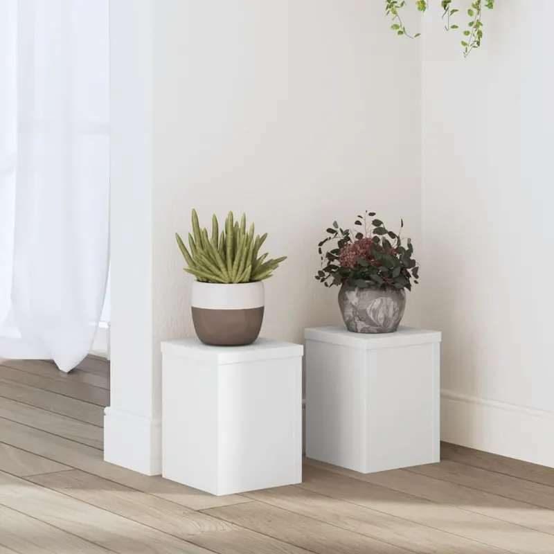 suporturi de plante, 2 buc., alb, 15x15x20 cm, lemn prelucrat