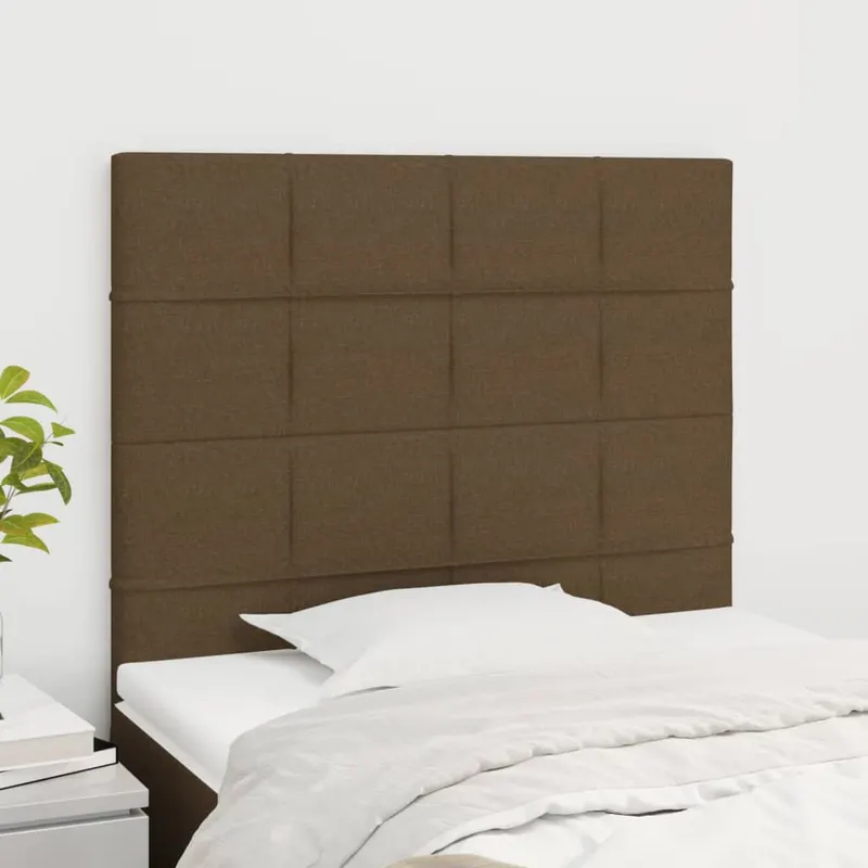 tablii de pat, 2 buc, maro inchis, 100x5x78/88 cm, textil