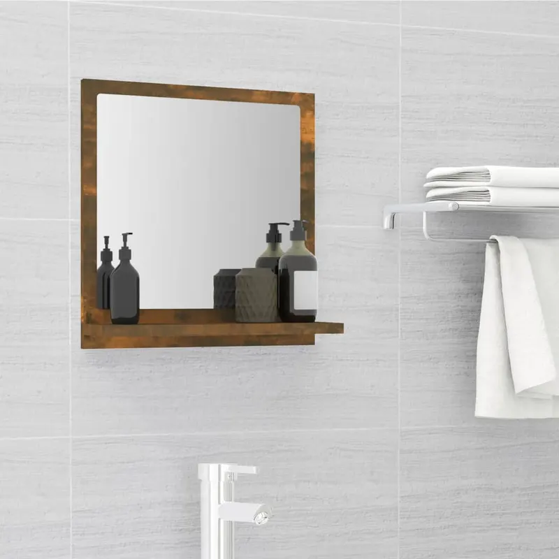 oglinda de baie, stejar fumuriu, 40x10,5x37 cm, lemn prelucrat