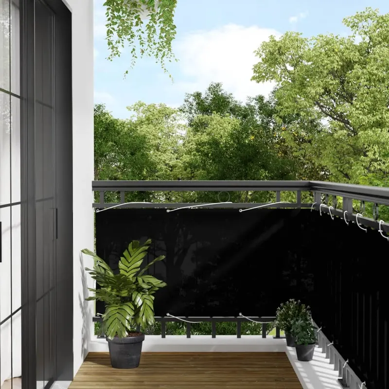 paravan de balcon, negru, 75x700 cm, 100% poliester oxford