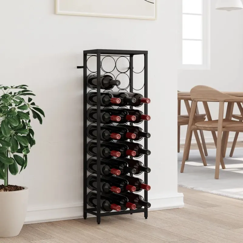 suport sticle vin 27 de sticle, negru 34x18x100 cm fier forjat