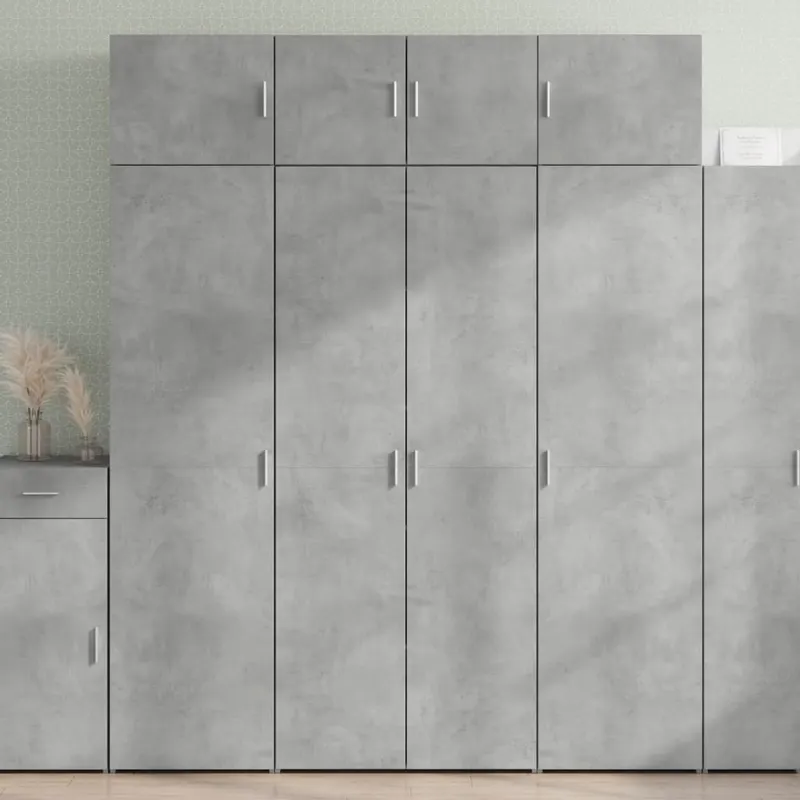 dulap inalt, gri beton, 80x42,5x185 cm, lemn prelucrat