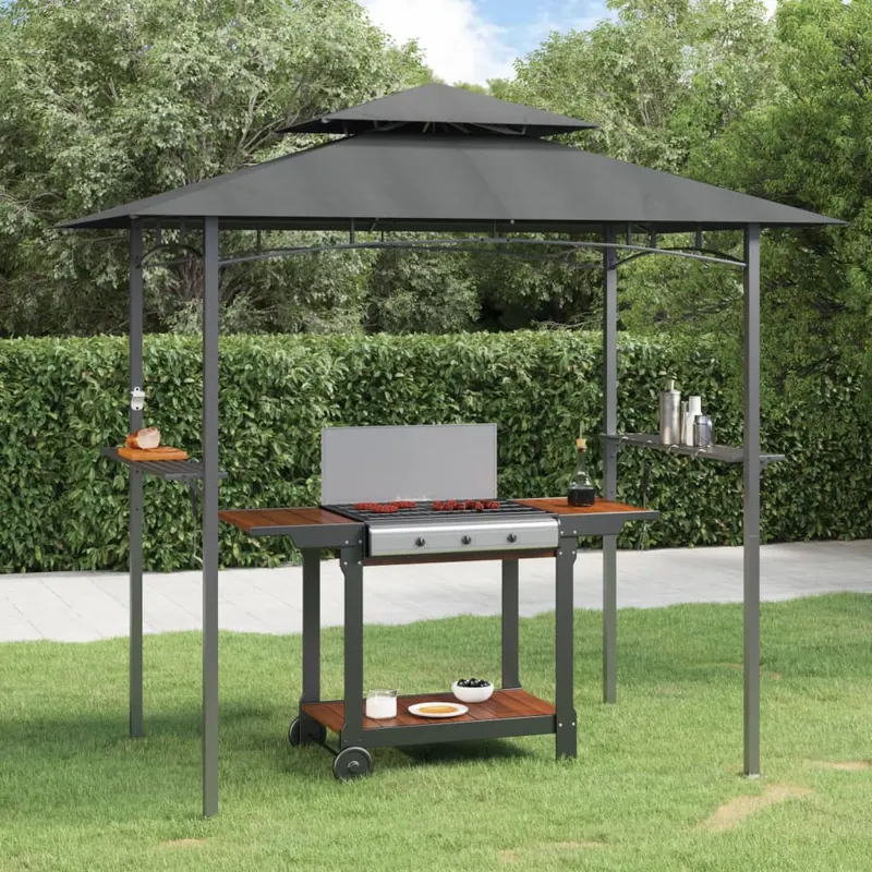 foisor gratar cu rafturi laterale, antracit 240x150x243 cm otel