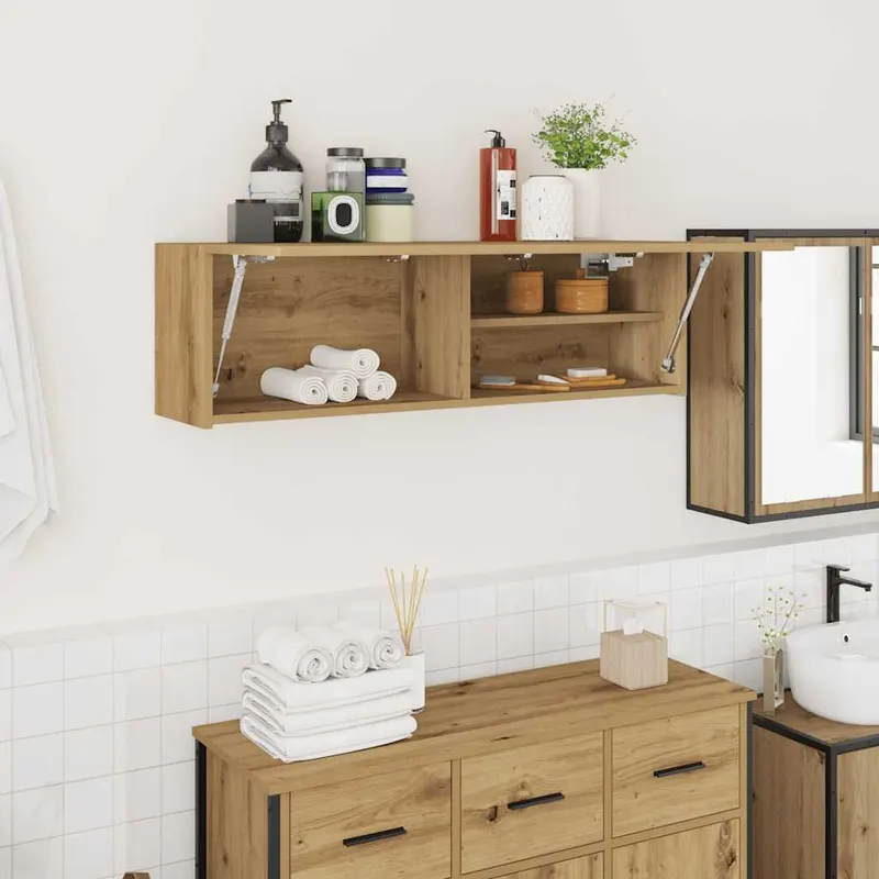 dulap perete baie stejar artizanal, 100x25x30 cm lemn prelucrat