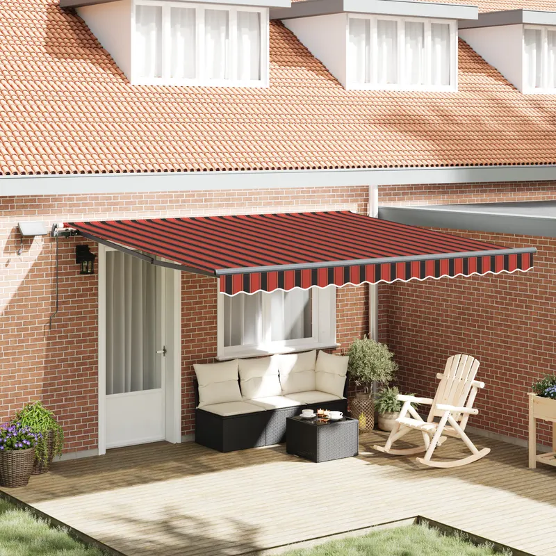 marchiza manuala retractabila cu led portocalie si maro 400x300 cm