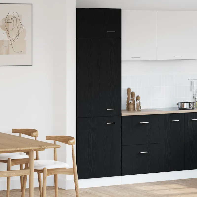 Dulap frigidere in stejar negru - 60x57x207 cm, fabricat din lemn prelucrat