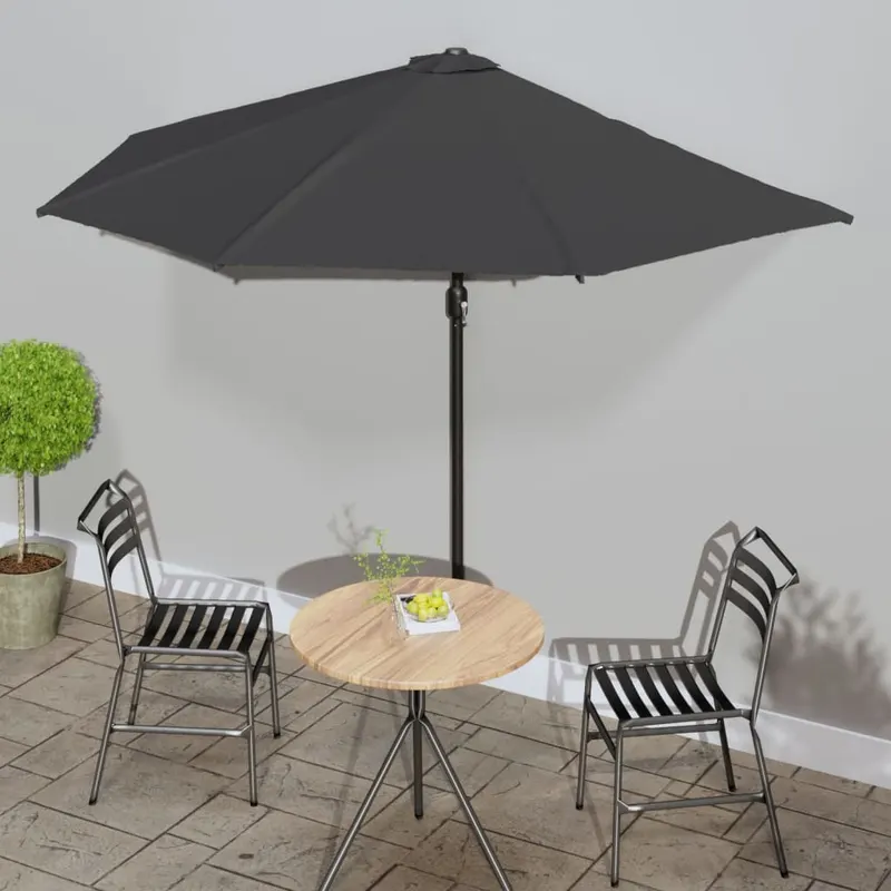 umbrela de soare de balcon, tija aluminiu, antracit, 300x155 cm