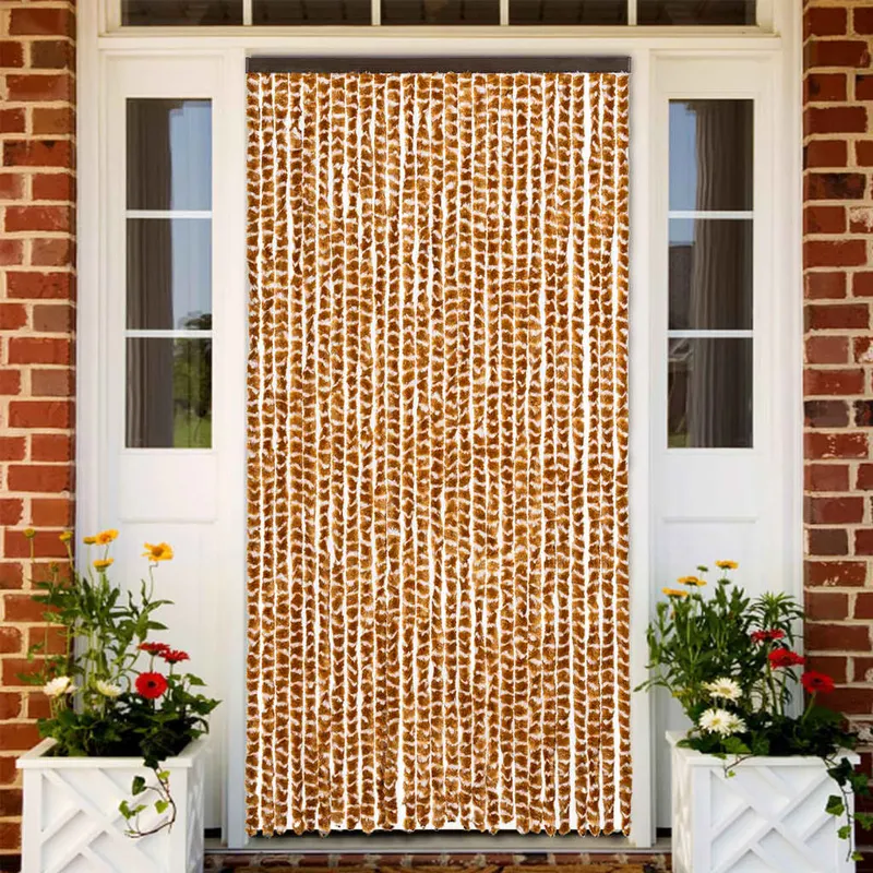 perdea pentru insecte, ocru si alb, 118x220 cm, chenille