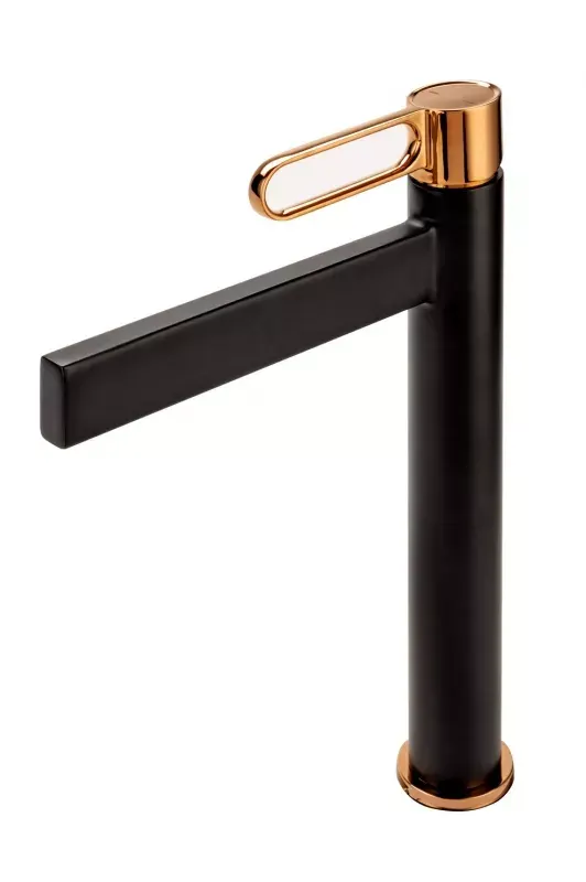 Baterie lavoar FDesin Zaffiro FD1-ZFR-2L-25, 3 8 , marimea XL, monocomanda, ventil push to open, mat, negru cupru