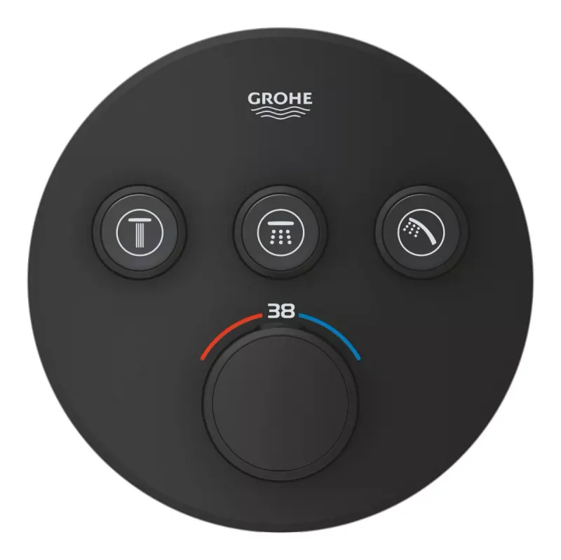 Unitate comanda Grohe 29508KF0, SmartControl, termostat, 3 iesiri, necesita valva, mat, negru