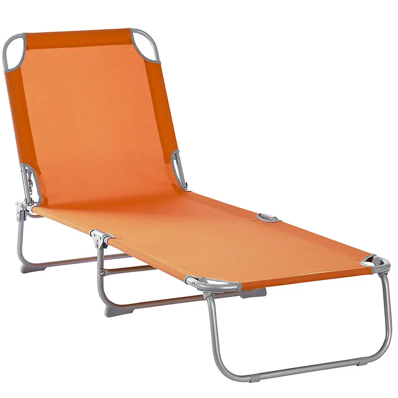 Sezlong pliant 186 x 56 cm, pentru plaja sau gradina, portocaliu, capacitate 110kg