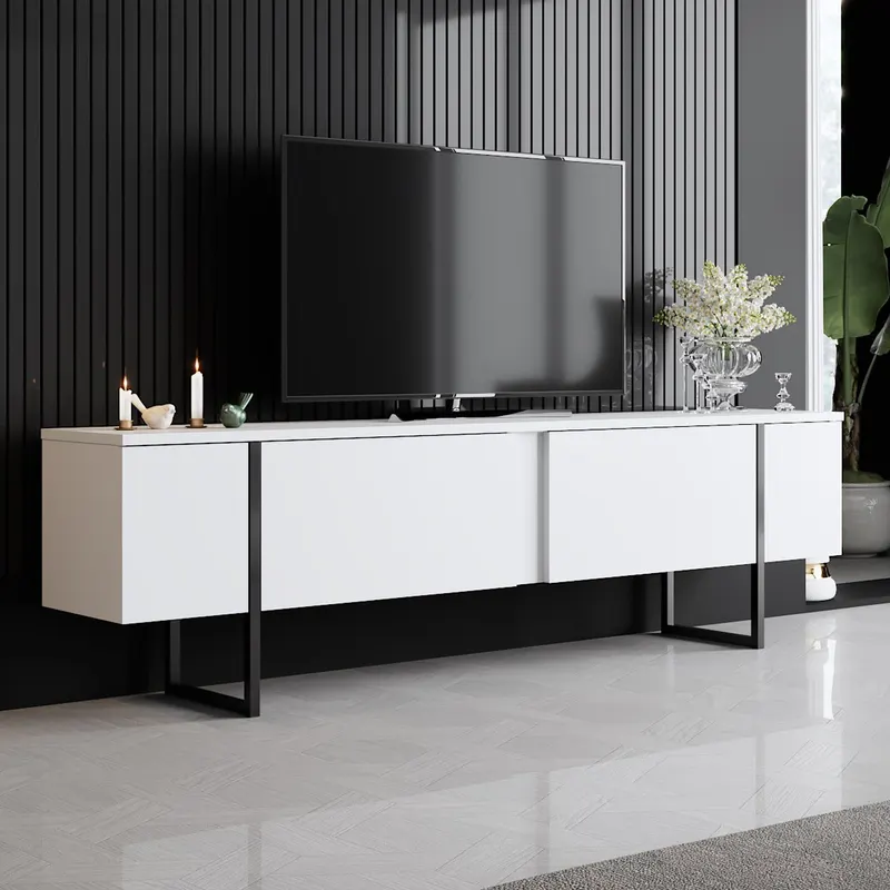 Comoda tv Luxe, 180x30x50 cm - WhitenBlack